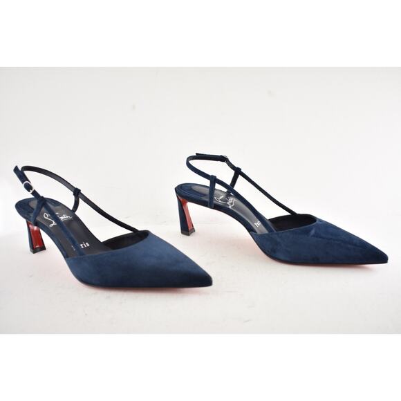 Christian Louboutin Condoroline 55 Marine Blue Slingback Strap Heel Pump 35.5 - Picture 3 of 14